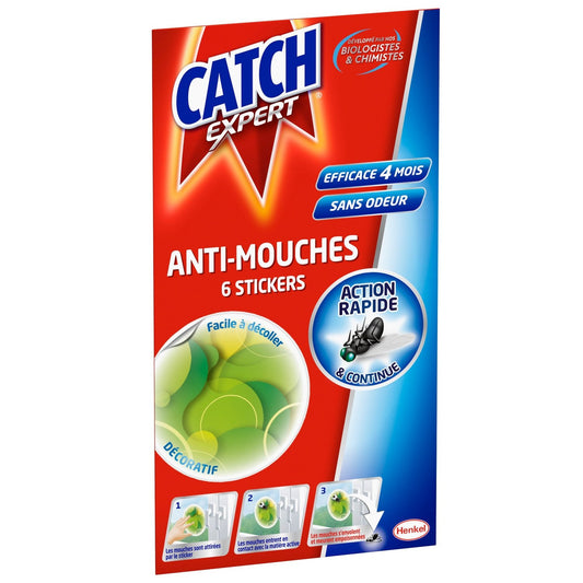 Anti-Mouches Stickers Fenêtre Verts CATCH le sachet de 6 stickers