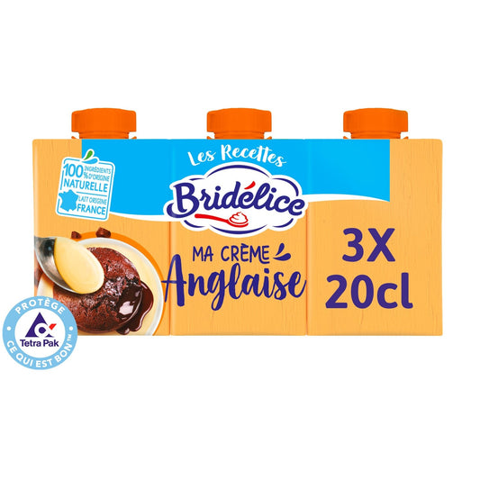Crème Anglaise UHT BRIDELICE les 3 briques de 20cL