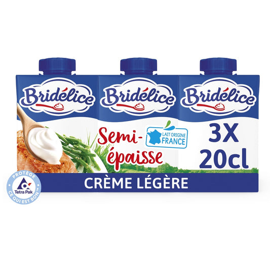 Crème UHT Semi-Epaisse Légère 18% MG BRIDELICE 