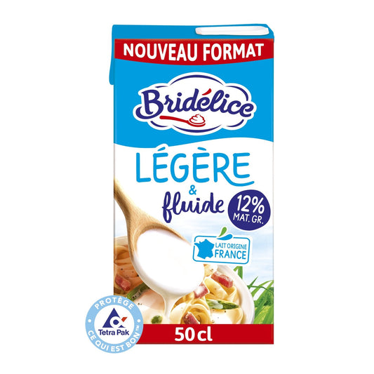 Crème Légère et Fluide à 12% Mg Stérilisée UHT BRIDELICE la brique de 50cL