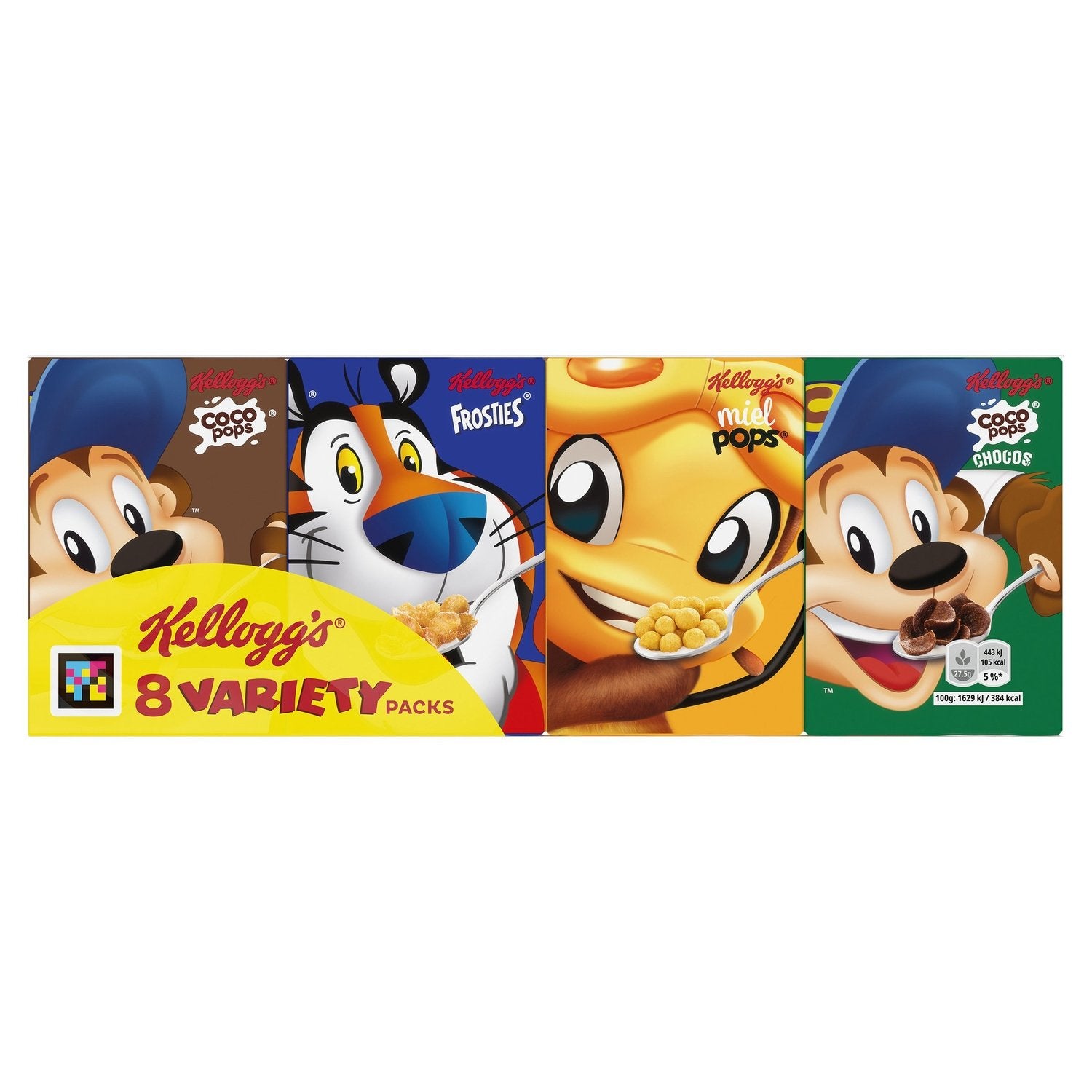 Céréales Coco Pops Chocos Miel Pops Frosties KELLOGG'S les 8 mini packs - 215g