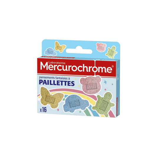 Pansements Fantaisie Paillettes MERCUROCHROME la boîte de 16 pansements