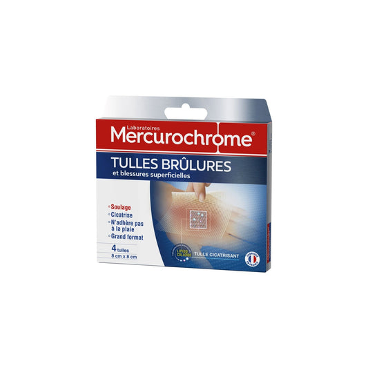 Pansements Brûlures 1er et 2nd Degré Stériles MERCUROCHROME la boite de 4