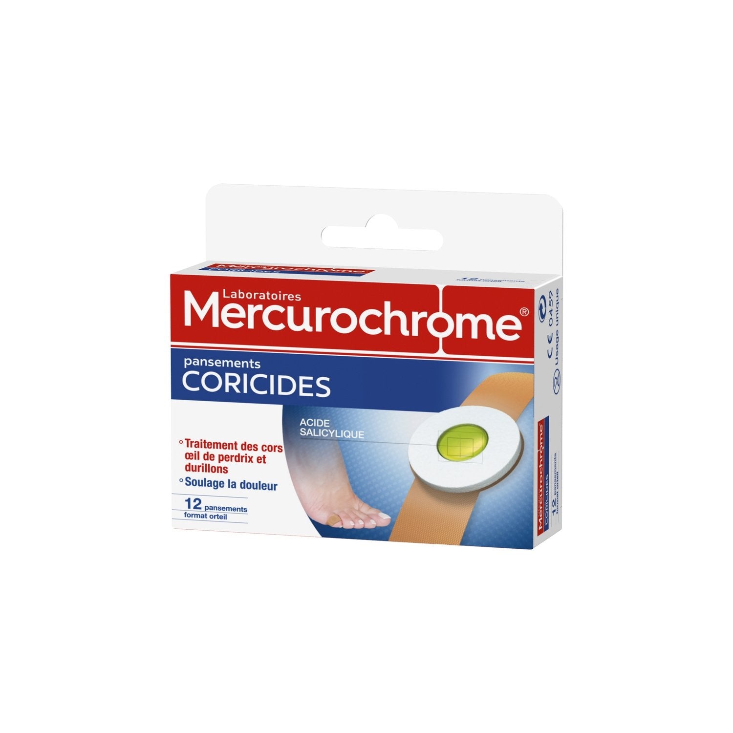 Pansements Coricides Anti-Douleur Protègent des Pressions MERCUROCHROME la boite de 12