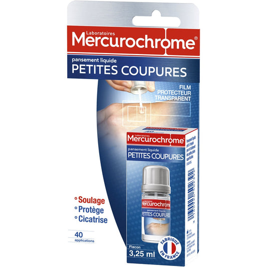 Pansements Liquide Petites Coupures Résistant à l'Eau MERCUROCHROME le flacon de 3,25mL