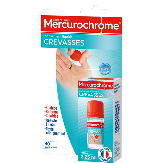 Pansements Liquide Crevasses Résiste à l'Eau MERCUROCHROME le flacon de 3,25mL