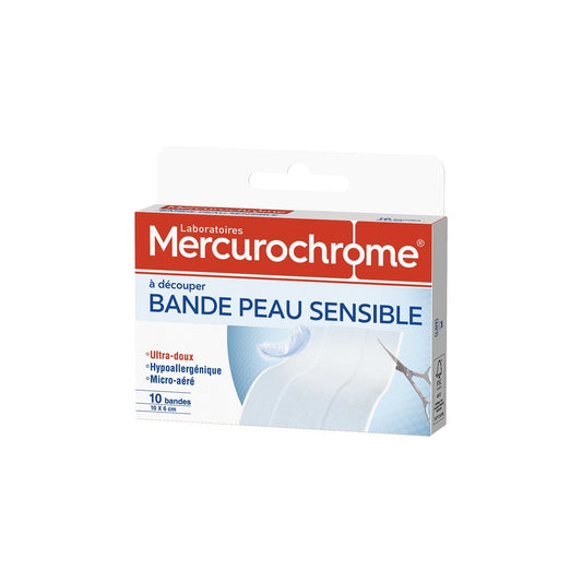 Bandes Peau Sensible Ultra Doux Hypoallergénique MERCUROCHROME la boite de 10 bandes