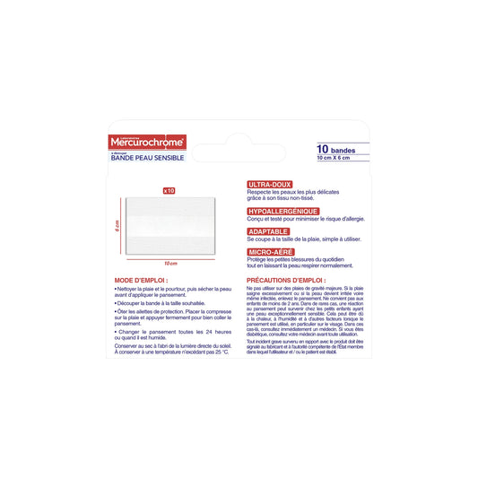 Bandes Peau Sensible Ultra Doux Hypoallergénique MERCUROCHROME