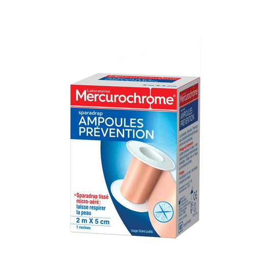 Sparadrap Prévention Ampoules Tissé Micro-Aéré 2mx5 Cm MERCUROCHROME le rouleau