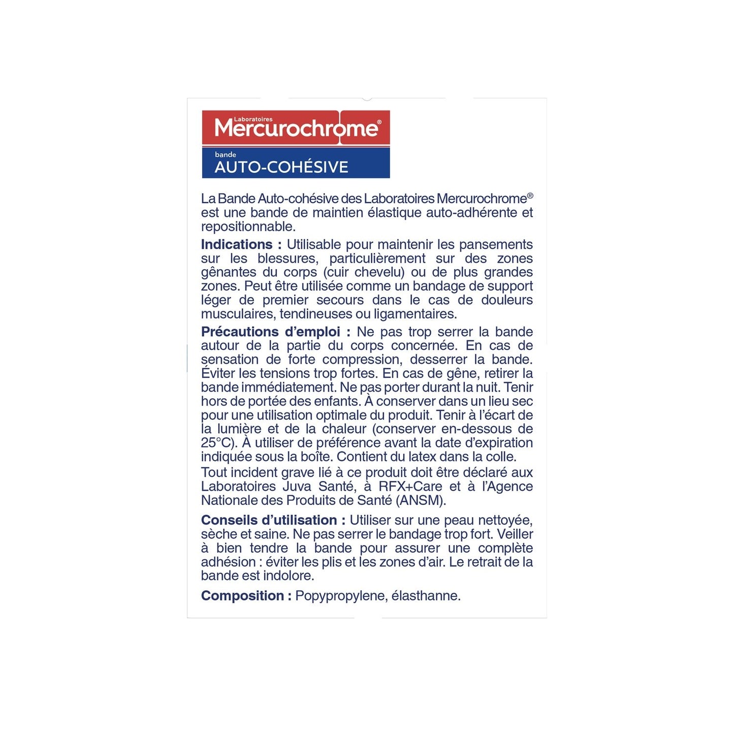 Bande Auto-Cohésive 7, 5 Cm MERCUROCHROME