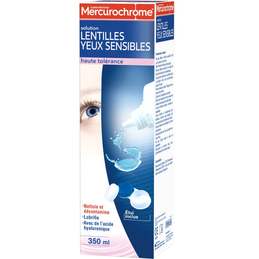 Solution Lentilles Yeux Sensibles Haute Tolérance MERCUROCHROME le flacon de 350mL