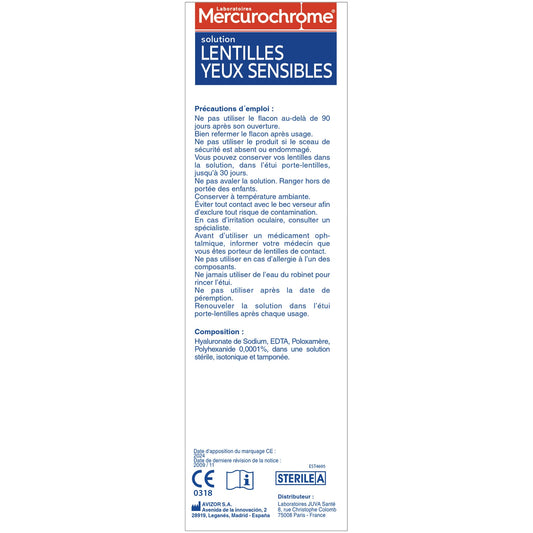 MERCUROCHROME High Tolerance Sensitive Eye Lens Solution
