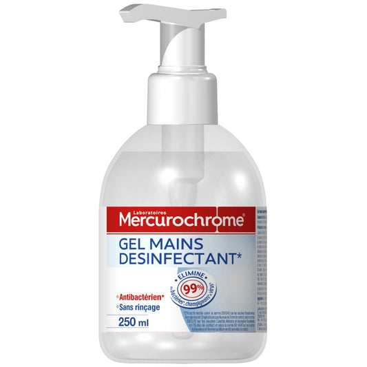 Gel Hydroalcoolique Mains Efficace sur Virus et Bactéries MERCUROCHROME le flacon de 250mL