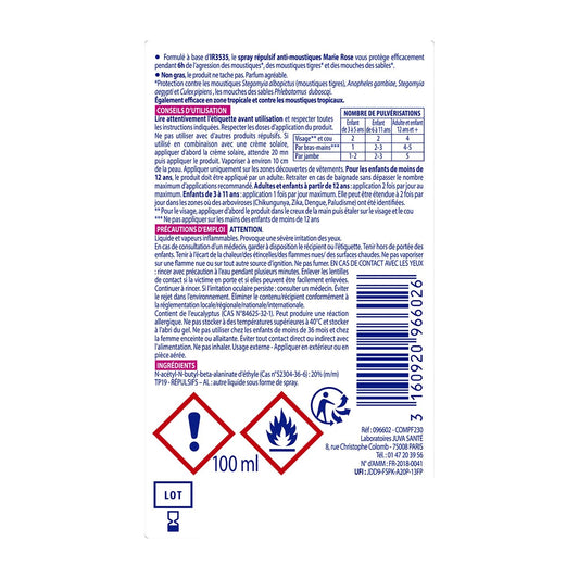 Anti-Moustiques Répulsif Protection 6h Efficace Zones Tropicales MARIE ROSE