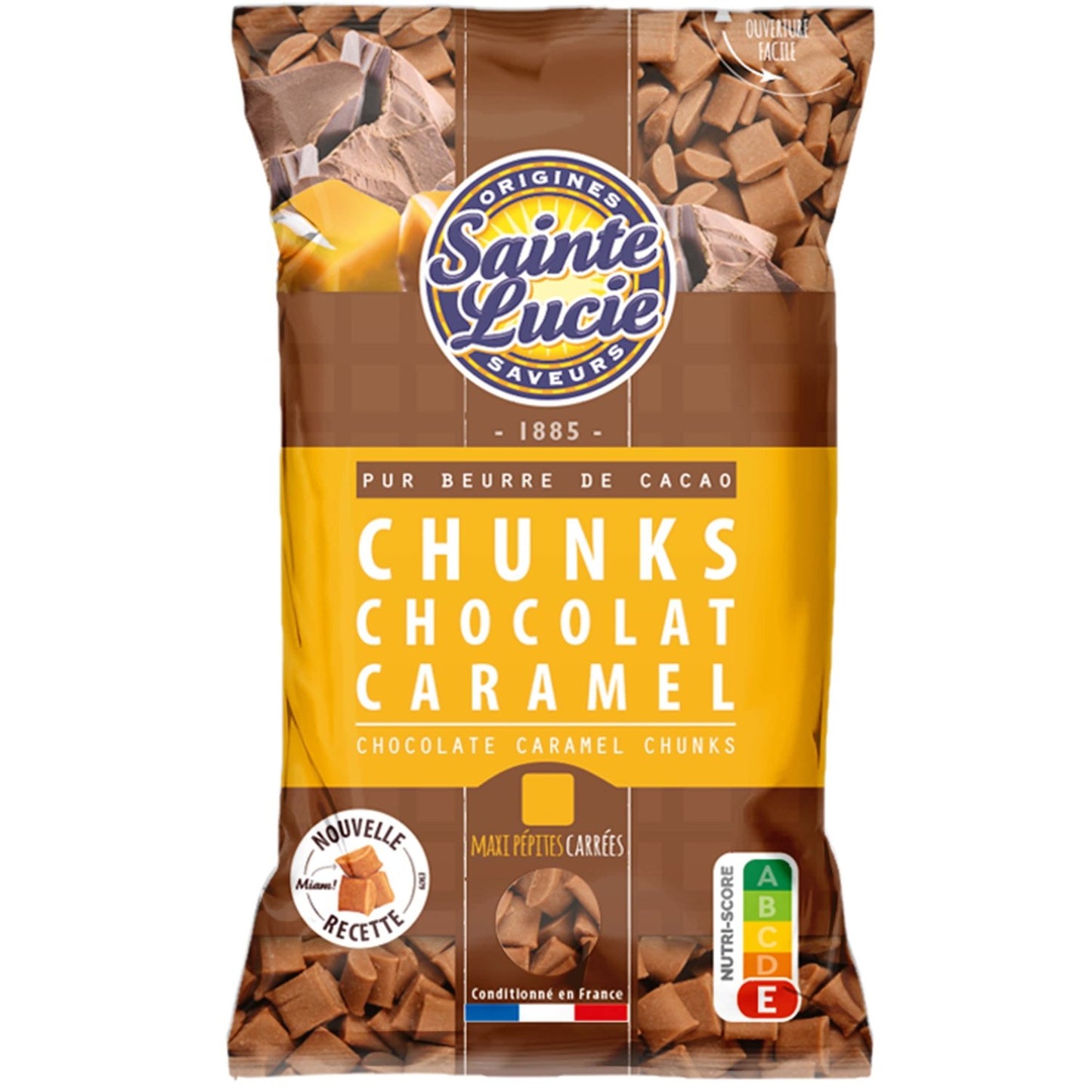 Chunks Chocolat Caramel Carrées SAINTE LUCIE le paquet de 100g