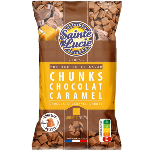 Chunks Chocolat Caramel Carrées SAINTE LUCIE le paquet de 100g