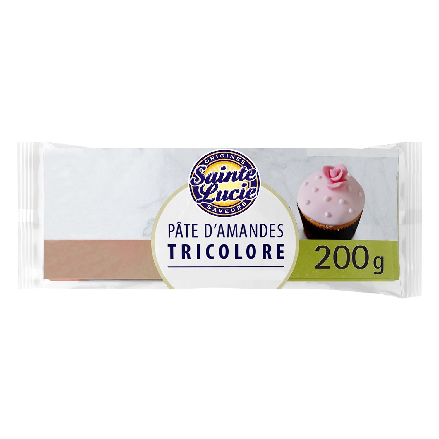 Pâte d'Amandes Tricolore SAINTE LUCIE le paquet de 200g