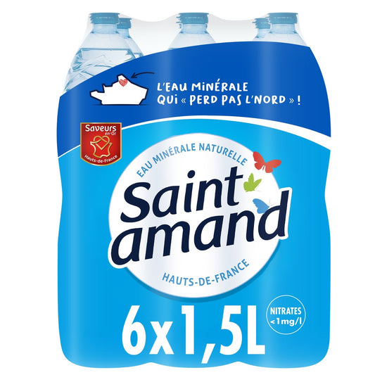 Eau Minérale Naturelle Plate SAINT AMAND le pack de 6 bouteilles de 1,5L