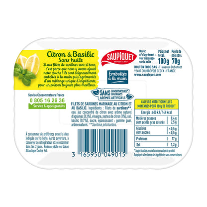 Boneless Lemon-Basil Sardine Fillets SAUPIQUET