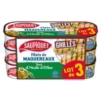 Maquereaux Grillés à l'Huile d'Olive SAUPIQUET le lot de 3 boites de 120g