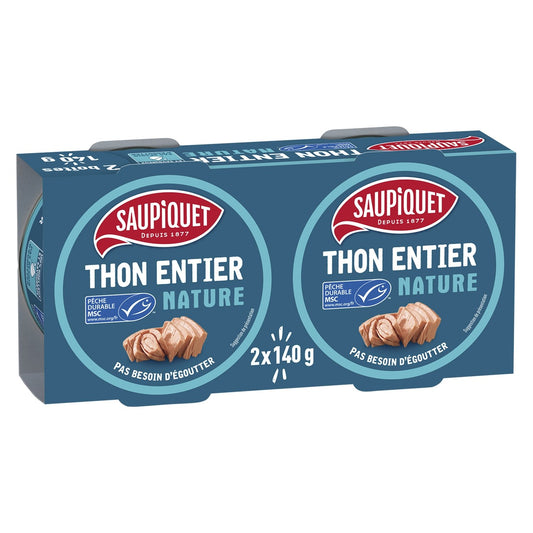 Thon Entier Nature MSC SAUPIQUET le lot 2 boites de 140g