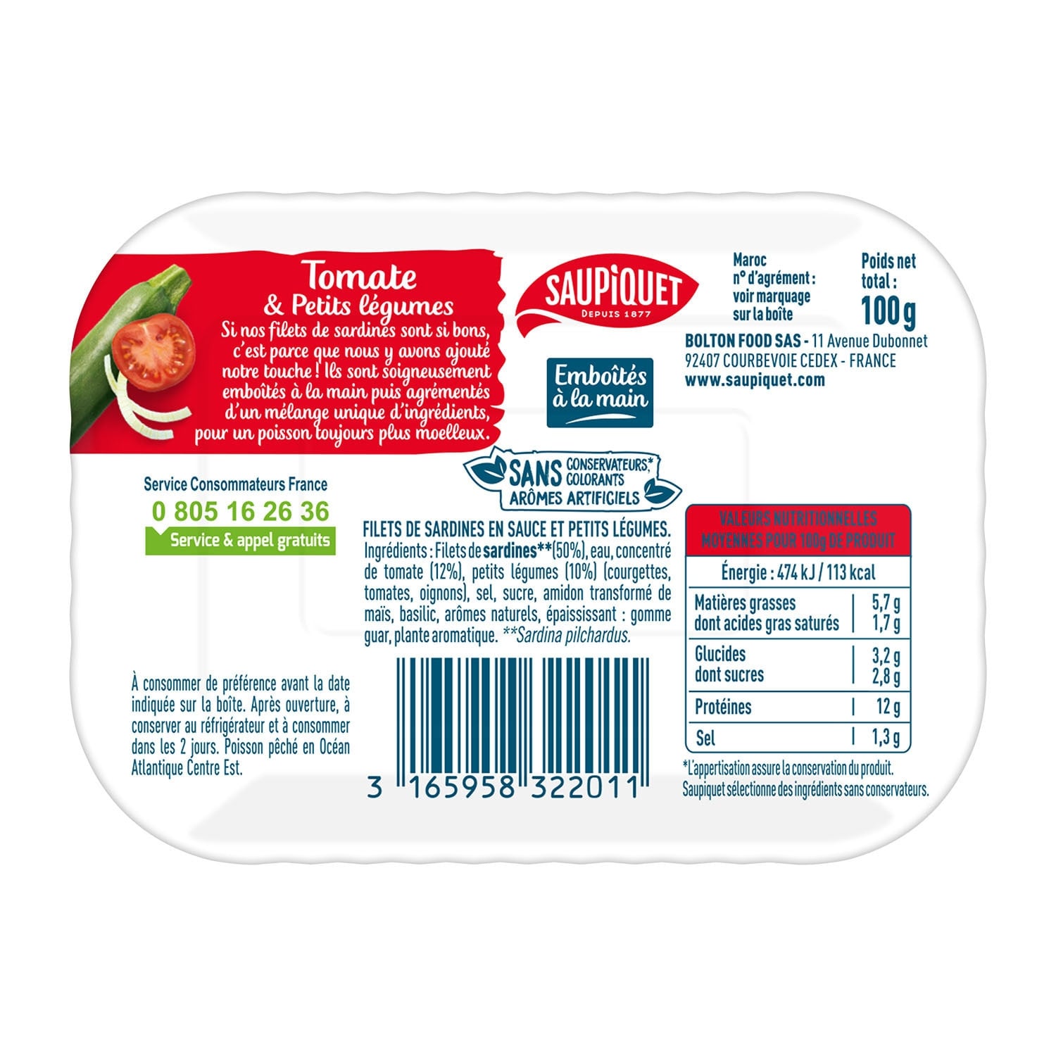 Filets de Sardines à la Sauce Tomate et Petits Légumes SAUPIQUET 
