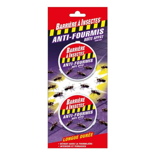 Anti Fourmis Boîtes Appât BARRIERE A INSECTES le lot de 2 boîtes-appât de 2 g
