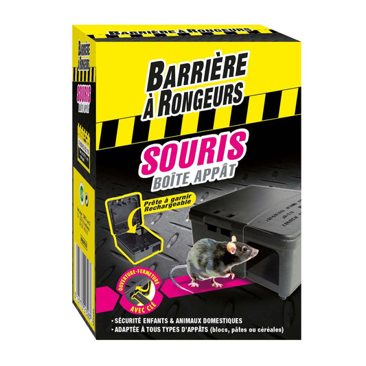 Anti Souris Boîte Appât Prête à Garnir et Rechargeable, Clé Incluse BARRIERE A RONGEURS la boîte d'appâtage + la clé