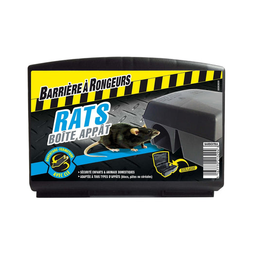 Anti Rats Boîte Appât Prête à Garnir et Rechargeable, Clé Incluse BARRIERE A RONGEURS la boîte d'appâtage + la clé