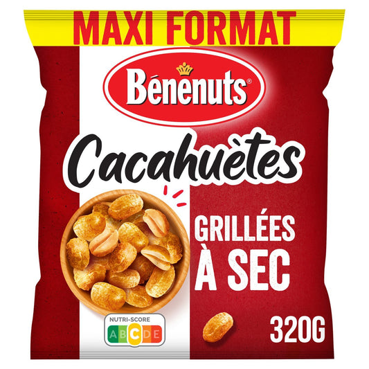 Cacahuètes Grillées à Sec Maxi Format BENENUTS le sachet de 320g