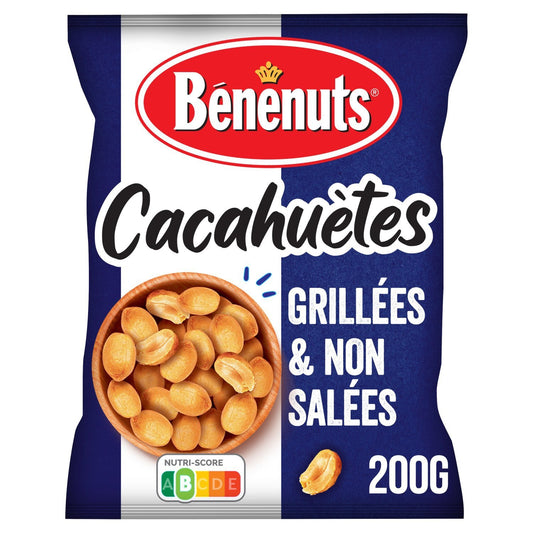 Cacahuètes Grillées et Non Salées BENENUTS le sachet de 200g