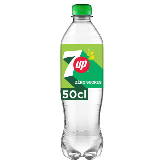 Soda au Citron et Citron Vert Zéro Sucres 7UP la bouteille de 50cL