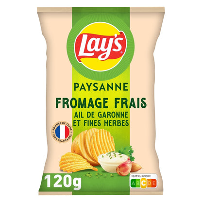 [ANTI-GASPILLAGE] Chips Recette Paysanne Saveur Fromage Frais Ail de Garonne et Fines Herbes LAY'S - Date de durabilité minimale : 29/06/2025