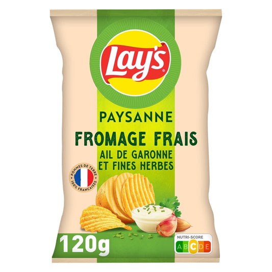 [ANTI-GASPILLAGE] Chips Recette Paysanne Saveur Fromage Frais Ail de Garonne et Fines Herbes LAY'S - Date de durabilité minimale : 29/06/2025