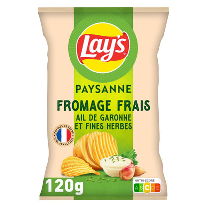 Chips Recette Paysanne Saveur Fromage Frais Ail de Garonne et Fines Herbes LAY'S