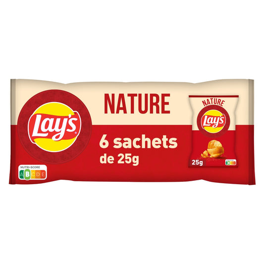 Chips Nature LAY'S les 6 sachets de 25g