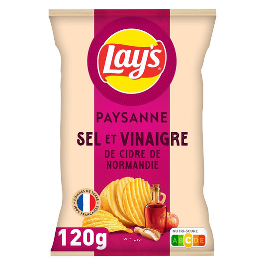 Chips Recette Paysanne Saveur Sel et Vinaigre de Cidre de Normandie LAY'S le sachet de 120g