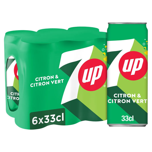 Soda au Citron et Citron Vert 7UP le pack de 6 canettes de 33cL