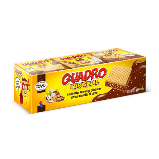 Biscuits Gaufrettes Praliné Quadro CEMOI le paquet de 9 - 187 g