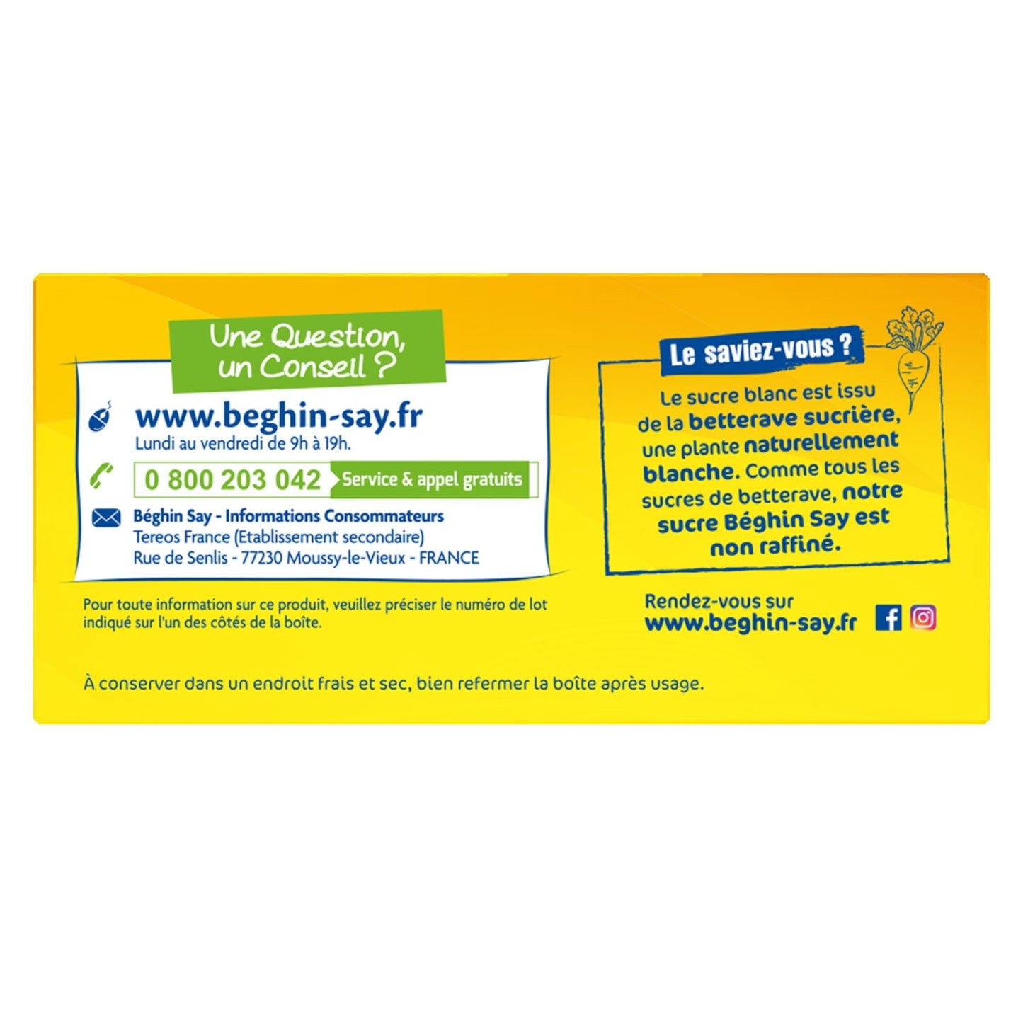 Sucre N°4 Morceaux Longs BEGHIN SAY