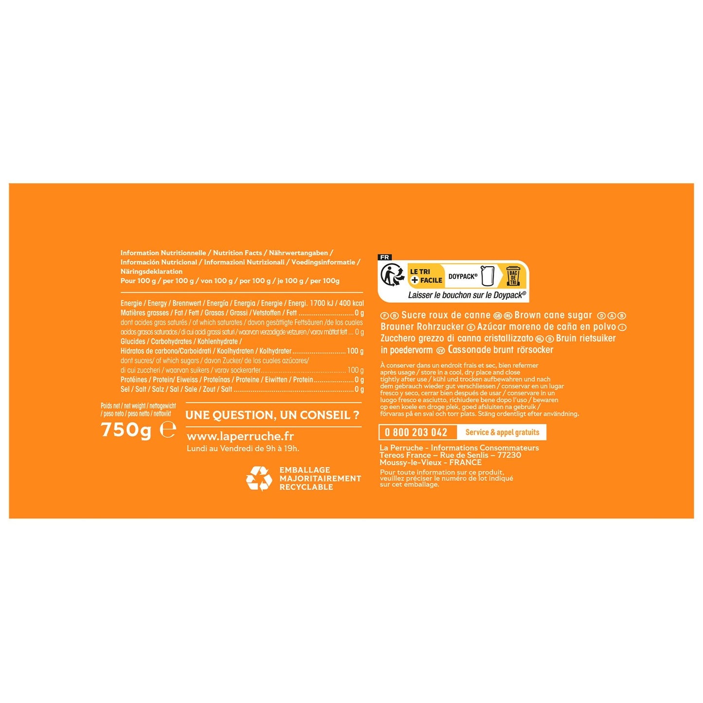 Cassonade Pure Canne Poudre la Perruche BEGHIN SAY