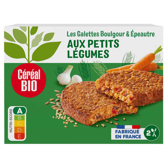 Galettes Boulgour & Épeautre Légumes Bio CEREAL BIO les 2 galettes de 100g