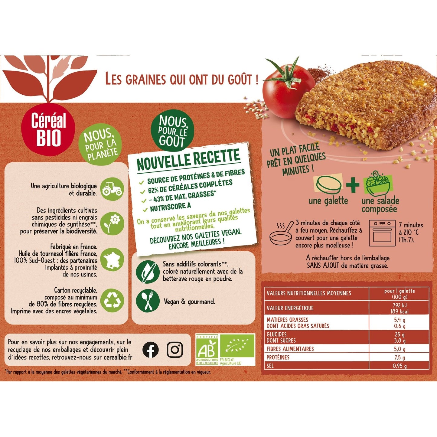Galettes Boulgour & Quinoa Tomate Bio CEREAL BIO