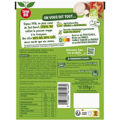 Cappalletti Tofu, Épinards, Chèvre Bio CEREAL BIO