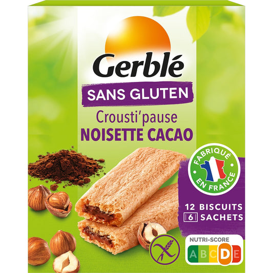 Biscuit Crousti' Pause Noisette Cacao Sans Gluten GERBLE la boîte de 125 g