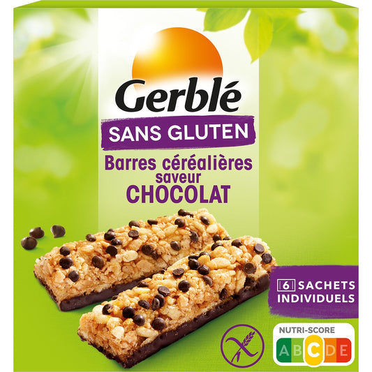 Barres Céréales Chocolat Sans Gluten GERBLE la boîte de 132g