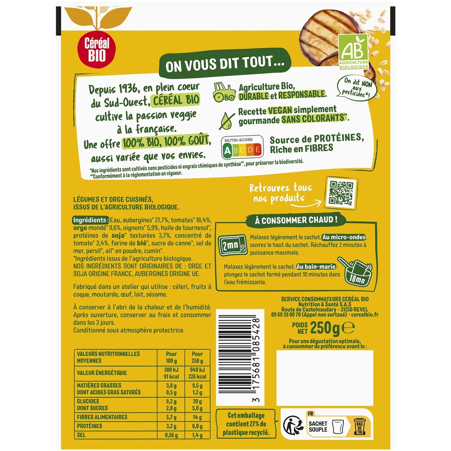 Orge Aubergine, Soja Bio CEREAL BIO