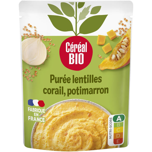 Purée de Lentilles Corail, Potimarron Bio CEREAL BIO le sachet de 250g