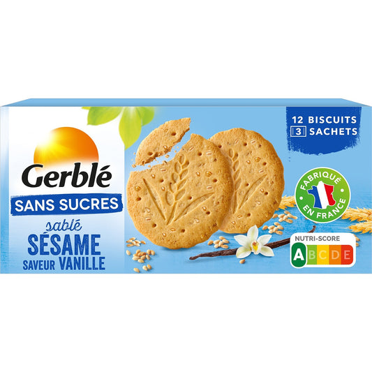 Biscuit Sésame Vanille Sans Sucres GERBLE la boîte de 132g