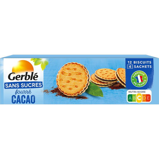 Biscuit Fourré Cacao Sans Sucres GERBLE la boîte de 185g